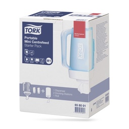 [658001] Tork Mini hordozható tekercses kéztörlő adagoló Starterpack fehér-türkiz M1