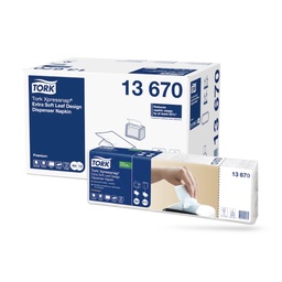 [13670] Tork Xpressnap Extra Soft levélmintás adagolós szalvéta 21 x 33 cm-es 2 r. 500 lapos fehér N4