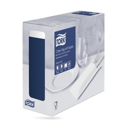 [474330] Tork evőeszköztartós szalvéta 39 x 23 cm-es 2 r. 100 lapos sötétkék/fehér
