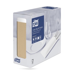 [474637] Tork evőeszköztartós szalvéta 39 x 23 cm-es cm-es 2 r. 100 lapos natur/fehér