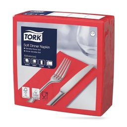 [477620] Tork dinner szalvéta 40 x 40 cm-es 1/8-os 3 r. 100 lapos piros