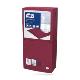 [477824] Tork koktélszalvéta 24 x 24 cm-es cm-es 2 r. 200 lapos bordó