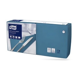 [477874] Tork lunch szalvéta 33 x 33 cm-es 3 r. 150 lapos kékeszöld