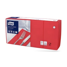 [477883] Tork lunch szalvéta 33 x 33 cm-es 1/8-os 3 r. 150 lapos piros