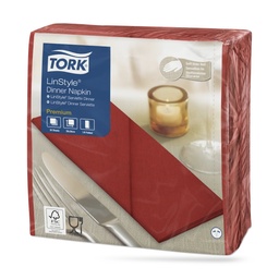 [478149] Tork LinStyle textilhatású szalvéta 39 x 39 cm-es 1/8-os 1 r. 50 lapos piros