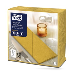 [478161] Tork LinStyle textilhatású szalvéta 39 x 39 cm-es 1/8-os 1 r. 50 lapos mustár