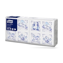 [509356] Tork Decor lunch szalvéta 33 x 33 cm-es 1 r. 400 lapos "Delft-Ware"